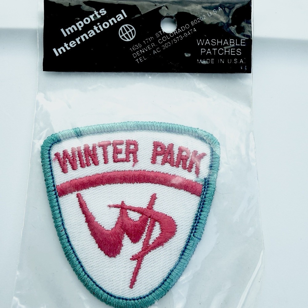 Vintage Winter Park CO Ski Patch Retro Pink & Teal Triangle Imports Intl USA NOS